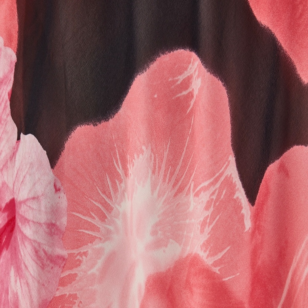 Blumarine S/S 2002 Pink & Black Hibiscus Floral Silk Dress - Picture 5 of 6